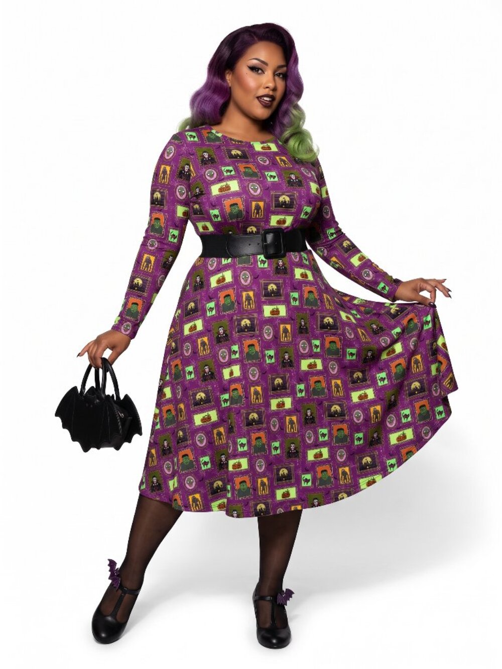1950s Halloween Monster Pinup Dress with Pockets | Plus Size